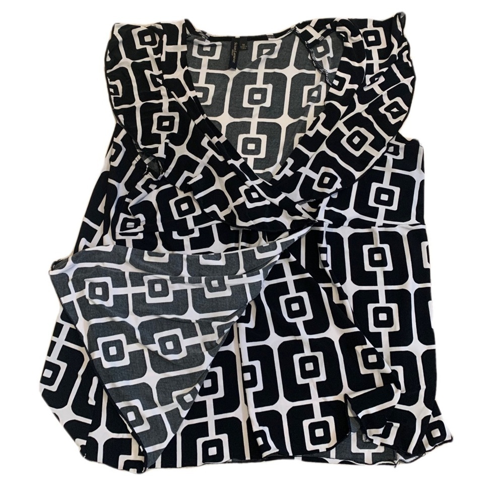 Chic Susan Lawrence Woman Black & White Geometric Blouse - Size 1X